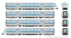 Rapido 204001 HO BART Legacy A-B-B-A Train-Only Set, Standard DC, Bay Area Rapid Transit