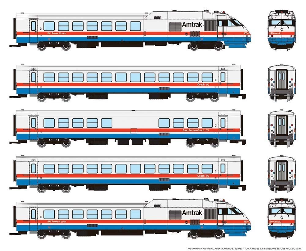 Rapido 525502 N Rohr Turboliner, ESU LokSound DCC Sound, Amtrak Set #3 1 Rapido 525502 N Rohr Turboliner, ESU LokSound DCC Sound, Amtrak Set #3