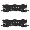 Broadway Limited 7140 N Class H2A 3-Bay Hopper 2-Pack, Norfolk & Western Set A, 17in Block Lettering