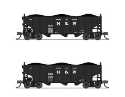 Broadway Limited 7140 N Class H2A 3-Bay Hopper 2-Pack, Norfolk & Western Set A, 17in Block Lettering