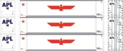 Athearn ATH19138, HO Scale 48ft Container, APLU #485711, 485732, 485766, 3-Pack