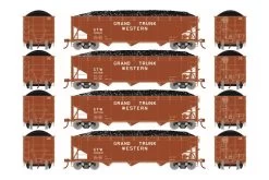 Athearn ATH28574 N 40ft Offset Coal Hopper, Grand Trunk Western 4-Pack #1