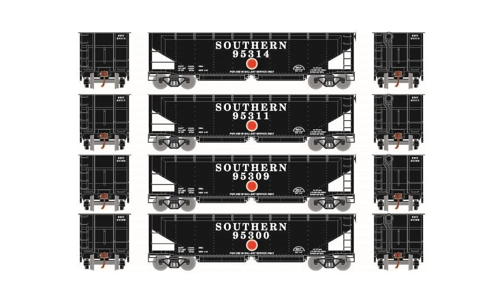 Athearn ATH7090 HO RTR 40ft Offset Ballast Hopper, Southern 4-Pack #2 1 Athearn ATH7090 HO RTR 40ft Offset Ballast Hopper, Southern 4-Pack #2