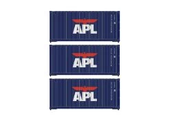 Athearn ATH17721 N 20ft Corrugated Container 3 Pack, APL