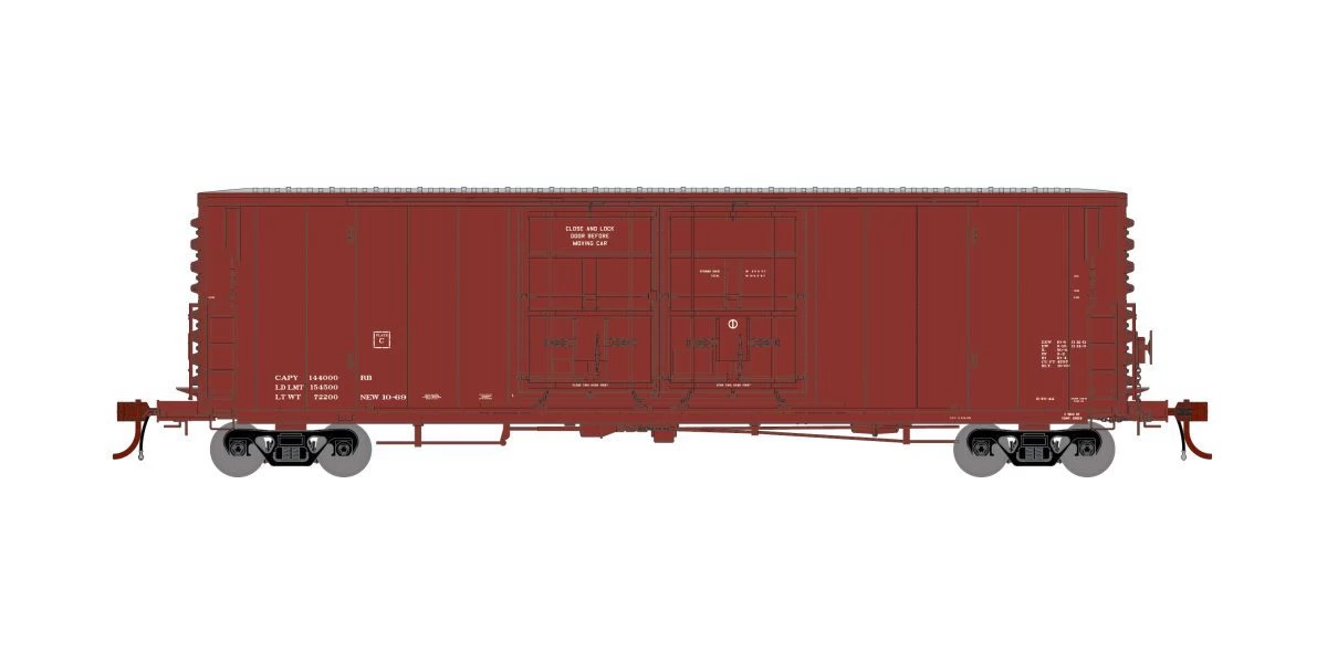 Athearn Genesis ATHG68999 HO 50ft PC&F Youngstown Door Boxcar, Unlettered Data Only