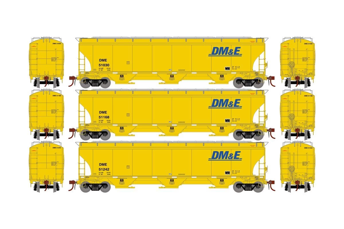 Athearn Genesis ATHG97141 HO Trinity 5161 3-Bay Covered Hopper, DM&E 3-Pack #1 1 Athearn Genesis ATHG97141 HO Trinity 5161 3-Bay Covered Hopper, DM&E 3-Pack #1