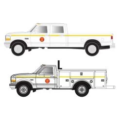 Atlas 60000155, N Scale 1992 Ford® F250/F350 Truck Set, SP Southern Pacific - White With Sunset Logo