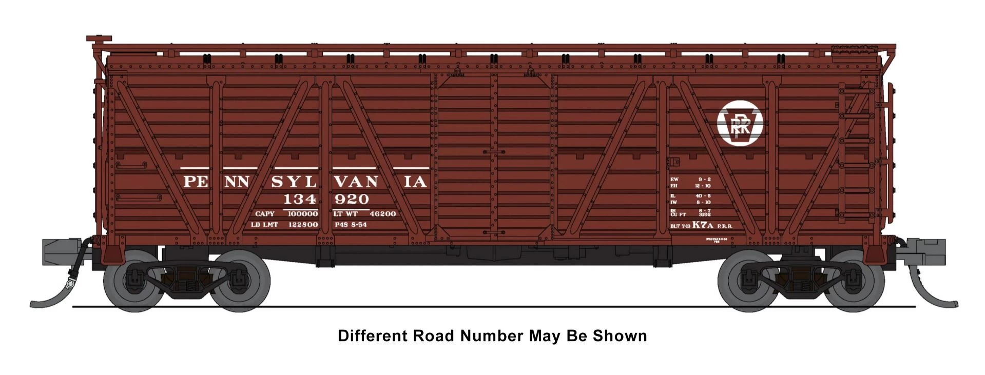 Broadway Limited BLI-8462, N Scale K7 40ft Wood Stock Car, PRR #134920, Mule Sounds