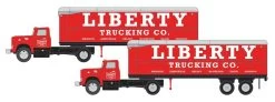 Classic Metal Works 51204 N 1954 International Harvester R-190 Tractor-AeroVan Trailer 2-Pack, Liberty Trucking Co.