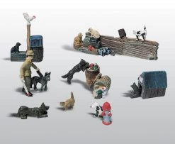 Woodland Scenics HO Scale 785-226 Scenic Details(R) (Unpainted Metal Castings), Assorted Cats & Dogs