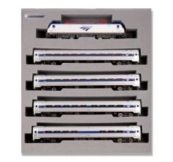 KATO 106-8001 N Siemens ACS-64 And Amfleet I Phase VI 5 Unit Train Set W BookCase Holder