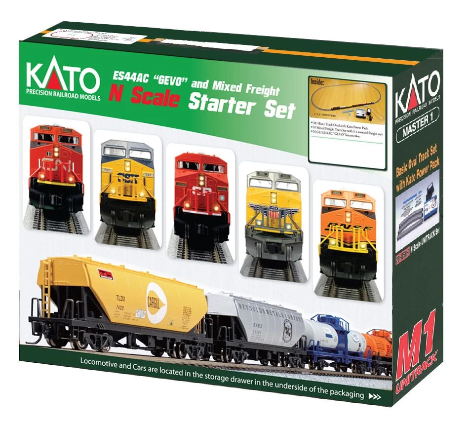 Kato 106-0022 N Scale Unitrack GE ES44AC GEVO Mixed Freight Starter Set, Canadian Pacific 1 Kato 106-0022 N Scale Unitrack GE ES44AC GEVO Mixed Freight Starter Set, Canadian Pacific