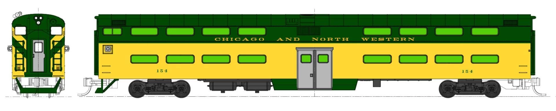 Kato 106-104-DCC, N Scale C&NW EMD E8A #5022-A, DCC Equipped, And Pullman Bi-Level 400 Train, 6 Unit Set 5 Kato 106-104-DCC, N Scale C&NW EMD E8A #5022-A, DCC Equipped, And Pullman Bi-Level 400 Train, 6 Unit Set - Image 5