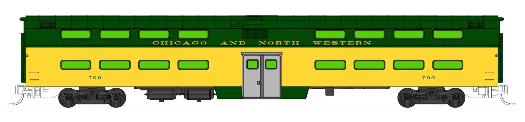 Kato 106-104-DCC, N Scale C&NW EMD E8A #5022-A, DCC Equipped, And Pullman Bi-Level 400 Train, 6 Unit Set 4 Kato 106-104-DCC, N Scale C&NW EMD E8A #5022-A, DCC Equipped, And Pullman Bi-Level 400 Train, 6 Unit Set - Image 4