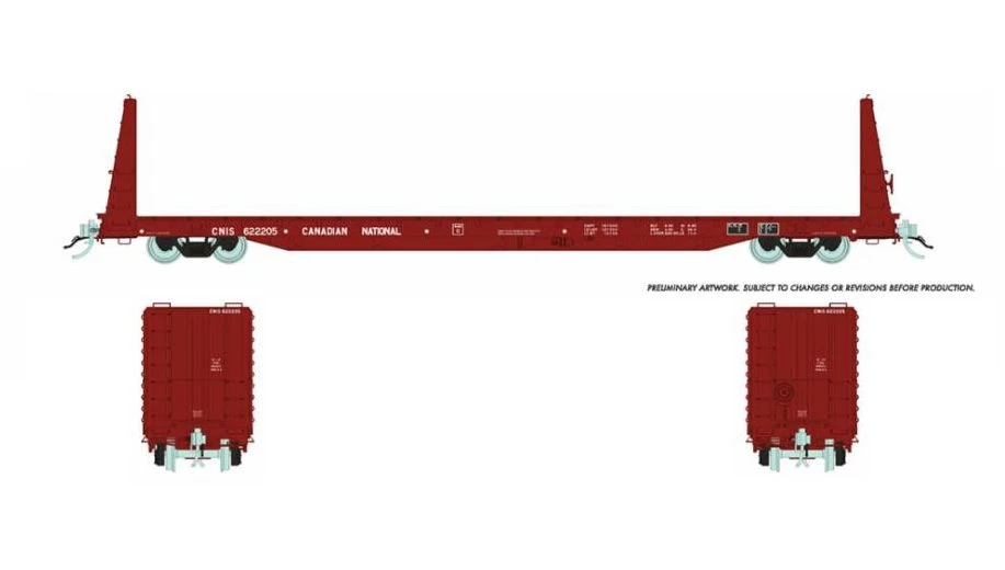 Rapido 147004A HO Marine Industries Bulkhead Flatcar, CNIS In Mineral Brown, Single Car 1 Rapido 147004A HO Marine Industries Bulkhead Flatcar, CNIS In Mineral Brown, Single Car