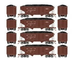 Roundhouse RND50011 HO 34ft 2-Bay Rib Side Hopper, New York Central 4-Pack #1
